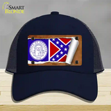 Georgia Flag Scroll Novelty License Plate Hat Mesh / Navy