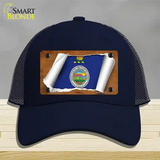 Kansas Flag Scroll Novelty License Plate Hat Mesh / Navy