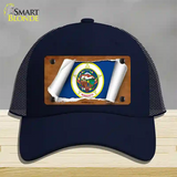 Minnesota Flag Scroll Novelty License Plate Hat Mesh / Navy