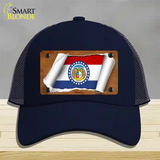 Missouri Flag Scroll Novelty License Plate Hat Mesh / Navy