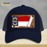 North Carolina Flag Scroll Novelty License Plate Hat Mesh / Navy