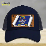 North Dakota Flag Scroll Novelty License Plate Hat Mesh / Navy