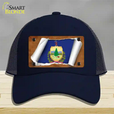 Vermont Flag Scroll Novelty License Plate Hat Mesh / Navy