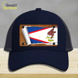 American Samoa Flag Scroll Novelty License Plate Hat Mesh / Navy