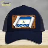 Nicaragua Flag Scroll Novelty License Plate Hat Mesh / Navy