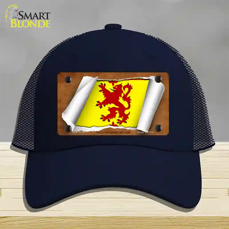 Scotland Rampant Lion Flag Scroll Novelty License Plate Hat Mesh / Navy