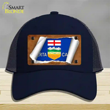 Alberta Canada Flag Scroll Novelty License Plate Hat Mesh / Navy