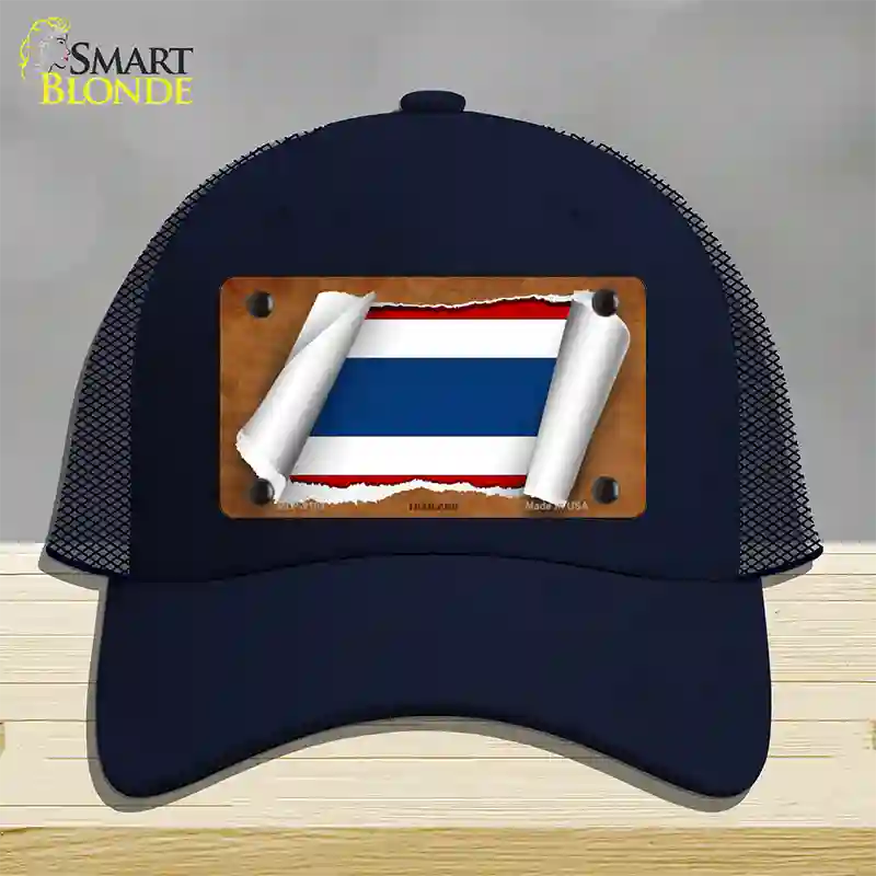 Thailand Flag Scroll Novelty License Plate Hat Mesh / Navy