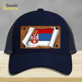 Serbia/Eagle Flag Scroll Novelty License Plate Hat Mesh / Navy