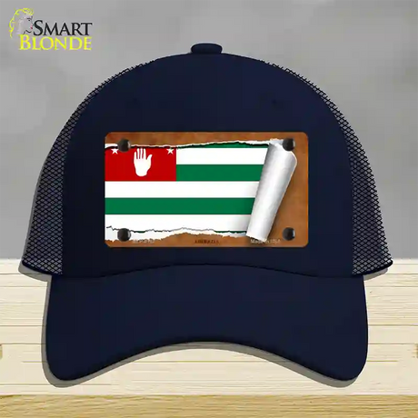 Abkhazia Flag Scroll Novelty License Plate Hat Mesh / Navy