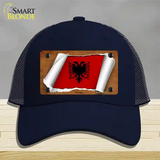 Albania Flag Scroll Novelty License Plate Hat Mesh / Navy