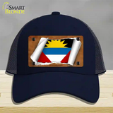 Antigua & Barbuda Flag Scroll Novelty License Plate Hat Mesh / Navy