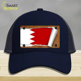 Bahrain Flag Scroll Novelty License Plate Hat Mesh / Navy