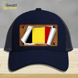 Belgium Flag Scroll Novelty License Plate Hat Mesh / Navy