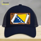 Bosnia-Herzegovina Flag Scroll Novelty License Plate Hat Mesh / Navy