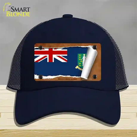 British Virgin Island Flag Scroll Novelty License Plate Hat Mesh / Navy