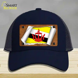 Brunei Flag Scroll Novelty License Plate Hat Mesh / Navy