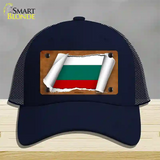 Bulgaria Flag Scroll Novelty License Plate Hat Mesh / Navy