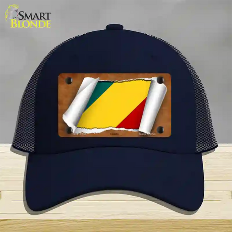 Congo Flag Scroll Novelty License Plate Hat Mesh / Navy