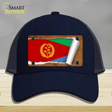 Eritrea Flag Scroll Novelty License Plate Hat Mesh / Navy