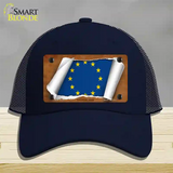 European Union Flag Scroll Novelty License Plate Hat Mesh / Navy