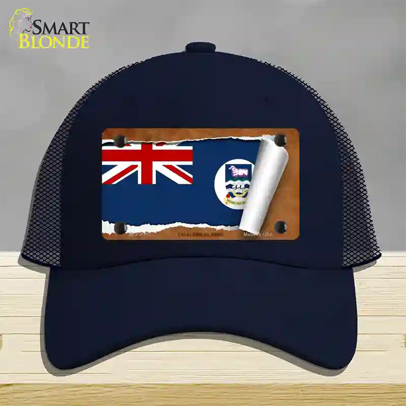 Falkland Islands Flag Scroll Novelty License Plate Hat Mesh / Navy