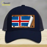 Iceland Flag Scroll Novelty License Plate Hat Mesh / Navy