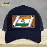 India Flag Scroll Novelty License Plate Hat Mesh / Navy