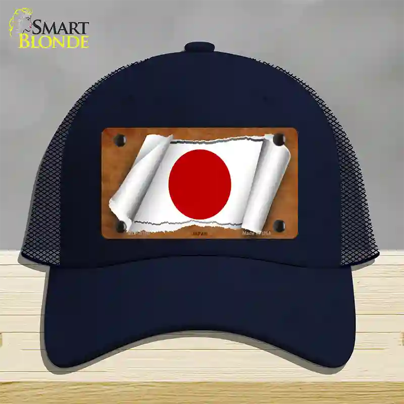 Japan Flag Scroll Novelty License Plate Hat Mesh / Navy