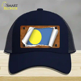 Palau Flag Scroll Novelty License Plate Hat Mesh / Navy