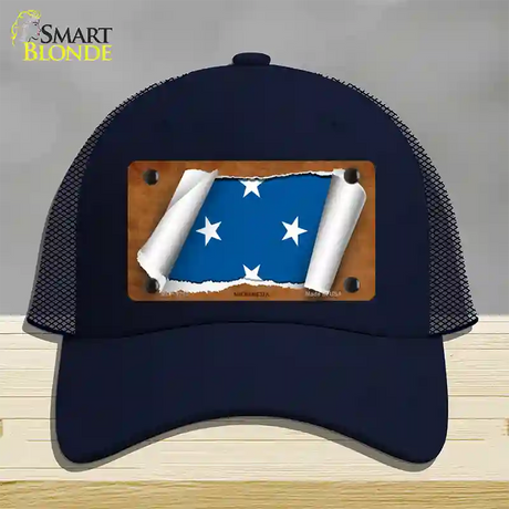 Micronesia Flag Scroll Novelty License Plate Hat Mesh / Navy