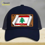 Lebanon Flag Scroll Novelty License Plate Hat Mesh / Navy