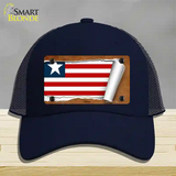 Liberia Flag Scroll Novelty License Plate Hat Mesh / Navy