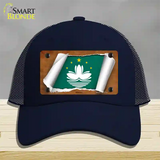 Macan Flag Scroll Novelty License Plate Hat Mesh / Navy