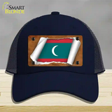 Maldives Flag Scroll Novelty License Plate Hat Mesh / Navy