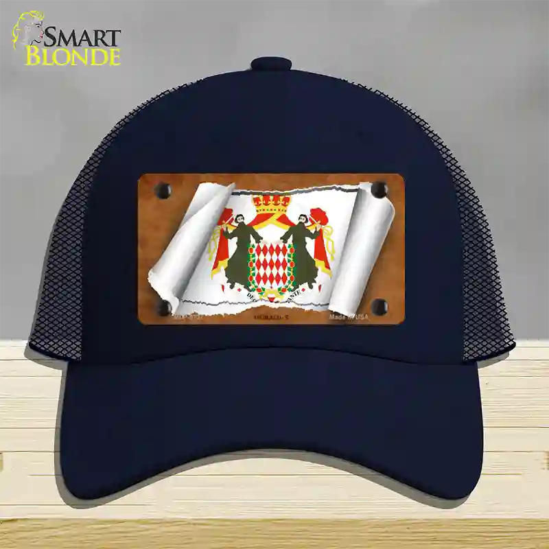 Monaco-S Flag Scroll Novelty License Plate Hat Mesh / Navy