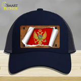 Montenegro Flag Scroll Novelty License Plate Hat Mesh / Navy