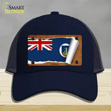 Montserrat Flag Scroll Novelty License Plate Hat Mesh / Navy