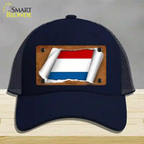 Netherlands Flag Scroll Novelty License Plate Hat Mesh / Navy