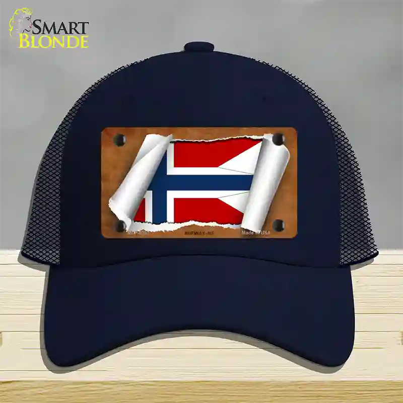 Norway-NS Flag Scroll Novelty License Plate Hat Mesh / Navy