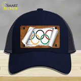 Olympic Flag Scroll Novelty License Plate Hat Mesh / Navy