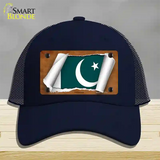 Pakistan Flag Scroll Novelty License Plate Hat Mesh / Navy