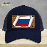 Russia Flag Scroll Novelty License Plate Hat Mesh / Navy