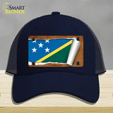 Solomon Islands Flag Scroll Novelty License Plate Hat Mesh / Navy