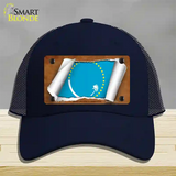 South Pacific Commission Flag Scroll Novelty License Plate Hat Mesh / Navy