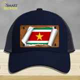 Suriname Flag Scroll Novelty License Plate Hat Mesh / Navy