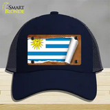 Uruguay Flag Scroll Novelty License Plate Hat Mesh / Navy