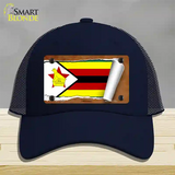 Zimbabwe Flag Scroll Novelty License Plate Hat Mesh / Navy