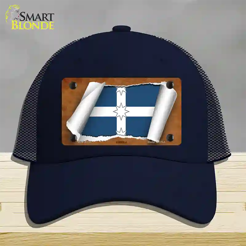 Eureka Flag Scroll Novelty License Plate Hat Mesh / Navy