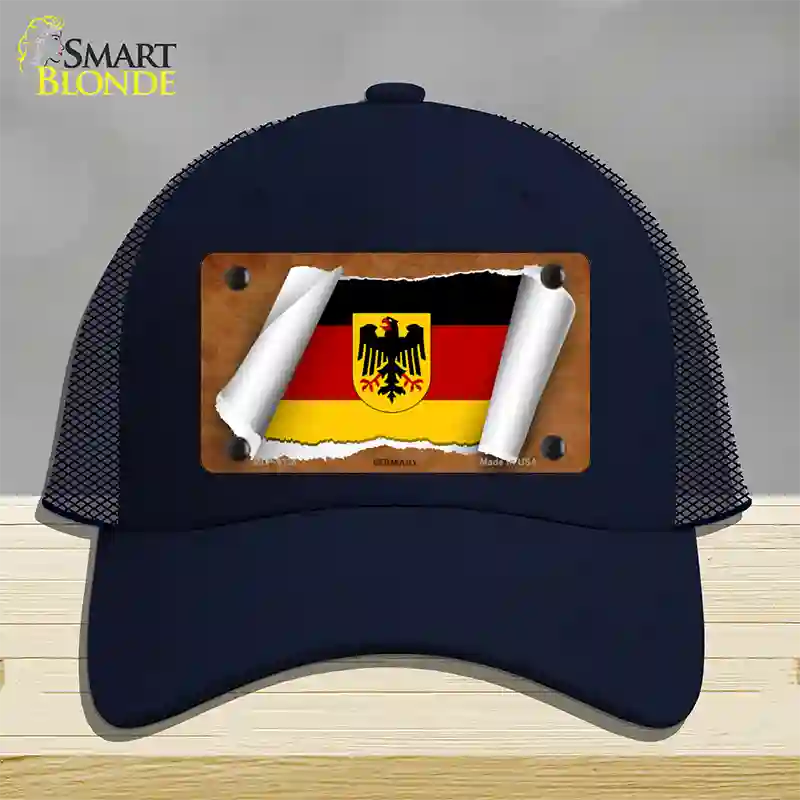 Germany Coat of Arms Flag Scroll Novelty License Plate Hat Mesh / Navy